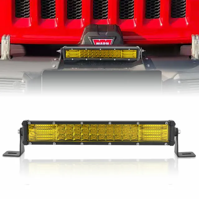 Tri-Row 10Inch 78W LED Work Light Bar Spot Flood Combo Offroad 4WD Truck Yellow