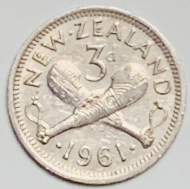 1961 New Zealand 3 Pence KM# 25.2 Circulated Condition