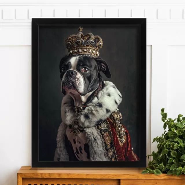 Bulldog King Portrait Royal Canine Art Print Bulldog Art Print Dog As King Print
