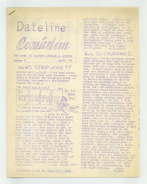 Dateline Comicdom Fanzine #9 FN 6.0 1965