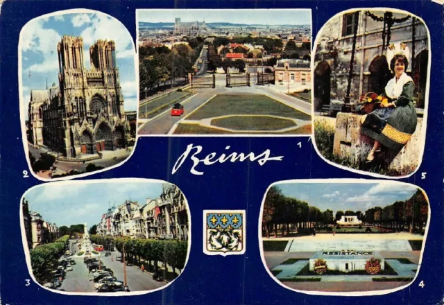 Souvenir de REIMS - vue panoramique sur la cathédrale , prise des caves Pommery