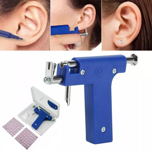 Ear Body Pierce Piercing Gun Tools Kit Set Nose Navel Lip Safey Piercer Machine