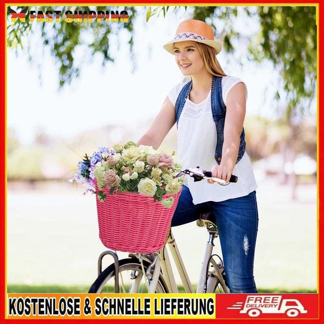 4 teile/satz Rattan Fahrrad Korb + Glocke + Quaste + Aufkleber Lagerung Korb (Ro