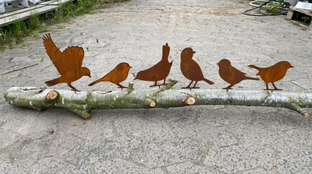 VÖGEL zum schrauben Edelrost Gartendeko Rost Vogel Spatz Ast Gartenzaun