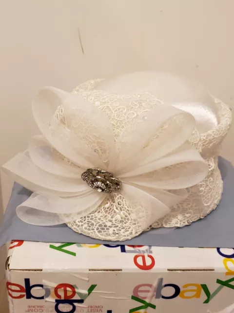 Ms Divine Hat White Church Bridal Derby Fancy Large Dress Wedding