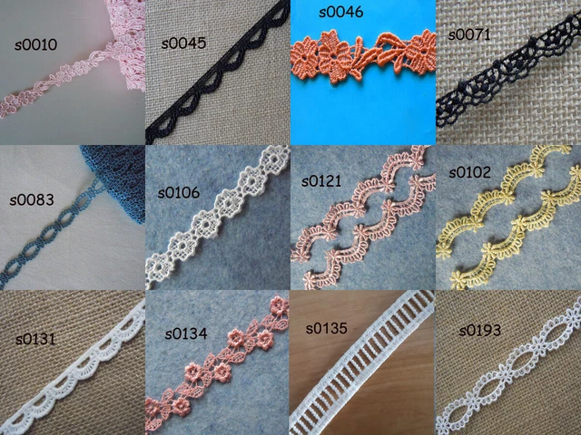 3 Yard 12 Colors Very Thin Rayon Venise Lace Pink,Yellow,Black.Orange,White zhs6