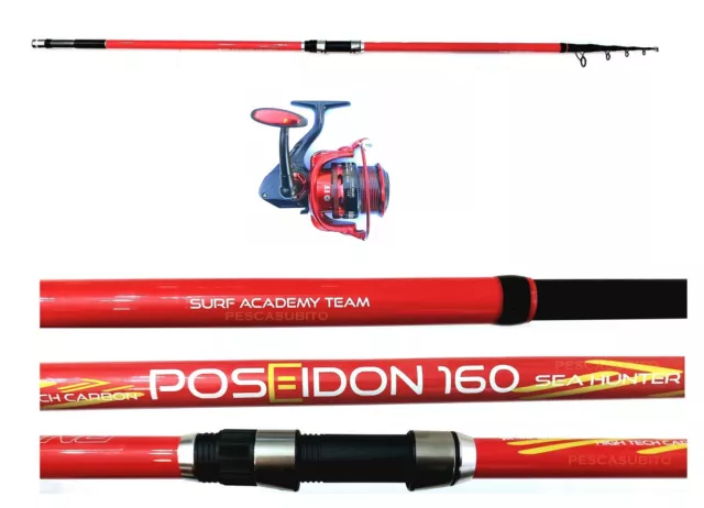 Kit Surfcasting Canna Poseidon + Mulinello Yervant Pesca Mare Spiaggia Lancio