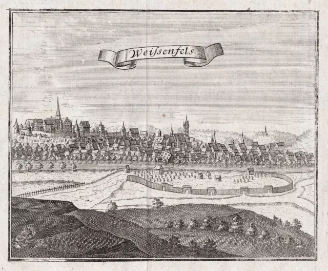 Weissenfels Sachsen-Anhalt Ansicht Gesamtansicht Kupferstich Glafey 1740