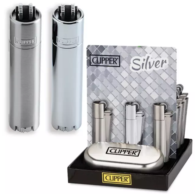 CLIPPER LARGE METAL SILVER PIETRINA METALLO + confezione regalo