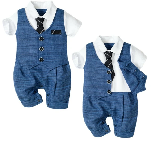 Baby Boys Suit One Piece Gentleman Romper Outfits Formal Wedding Outfit Jumpsuit