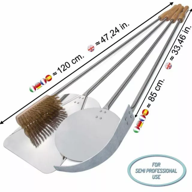 Lot de 4 pelles à pizza en inox 18/10 pour pizzas de 30 cm kit pour four à bois