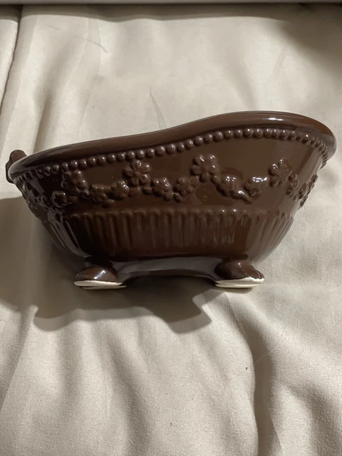 VTG Bathtub Soap Dish Brown Pedestal Claw Foot Tub Victorian 60's Bathroom