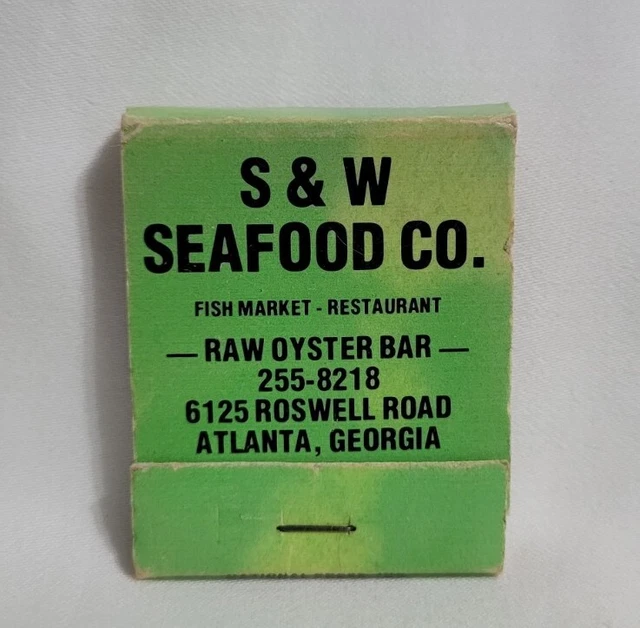 VINTAGE S & W Seafood Co Fish Market Restaurant Matchbook Atlanta GA