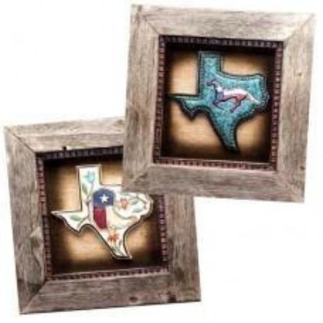 Texas Map Frame Plaque Set of 2