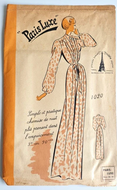 Patron De Robe Vintage PARIS LUXE - Taille 44 - Ancien Et Scellé - Jamais Utilisé