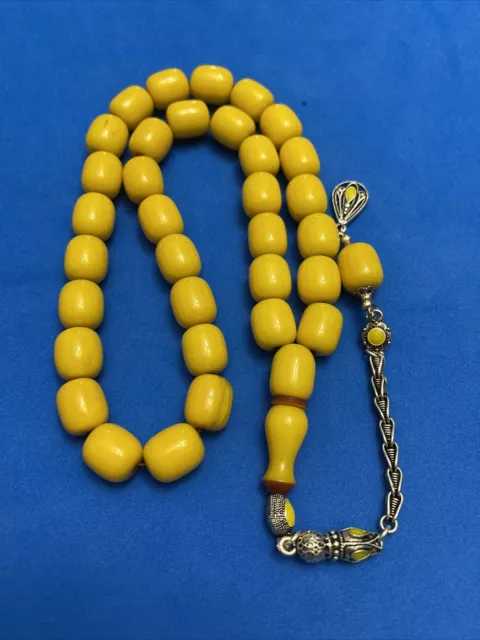 Natural Amber Faturan Misbaha Tesbih Rosary Prayer Worry Beads Bakelite Kahribar