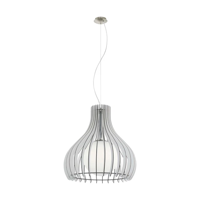 Lámpara de Araña Moderna de Madera A 1 Luz Blanco Con Vidrio D.50 GL1259