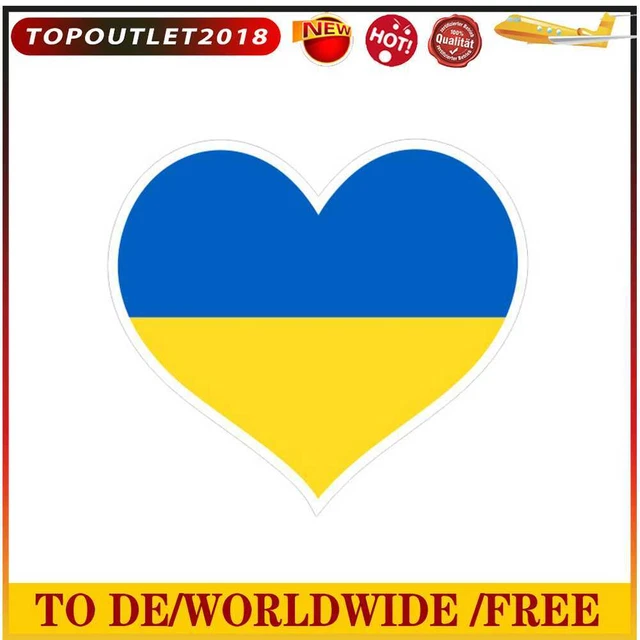Heart Shape Ukrainian Flag Car Stickers Ukraine Auto SUV Window Laptop Decal