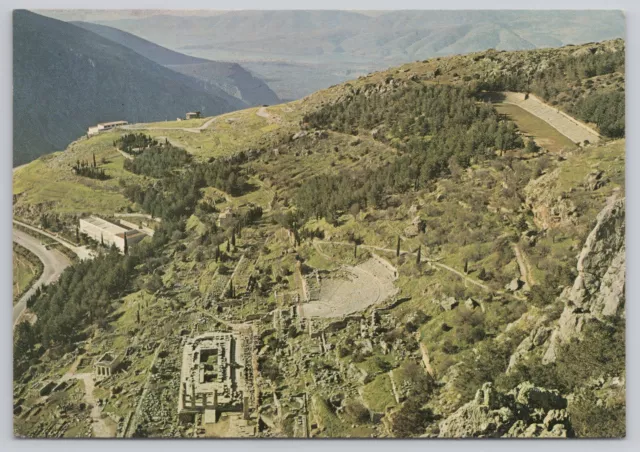 Delphi Greece, Aerial View of Ruins, Vintage Postcard