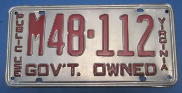 Public Use license plate from Virginia 1950's to 1960's  Municipal owned