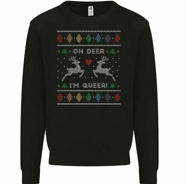 Christmas LGBT Sweatshirt Oh Deer I'm Queer Mens Funny Gay Pride Ugly Jumper
