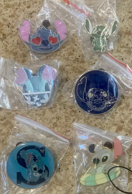 Stitch Disney Pin Lot of 6. W/ STITCH  LANYARD US SELLER