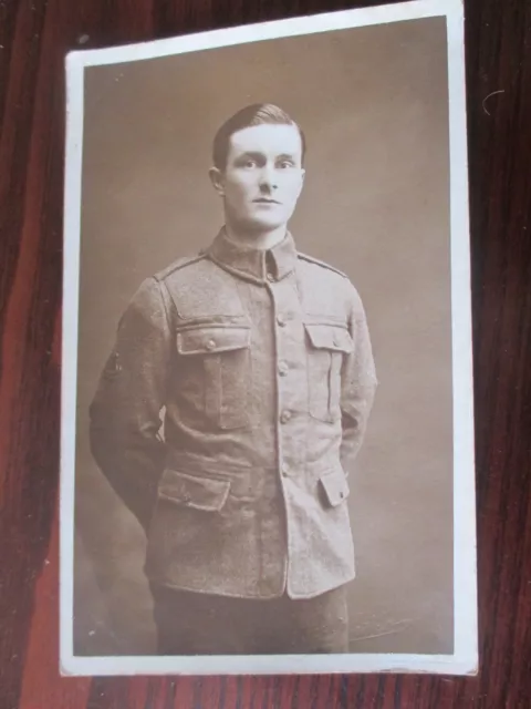 British Soldier Portrait Rifle Brigade Bandsman First World War Rp Postcard