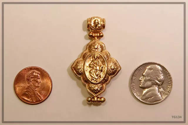 925 Silver Gp Orthodox Crucifix Cross Gold Medallion Pendant Locket (Tg134)