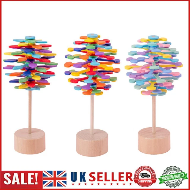 Wooden Helicone Wand Rotating Lolly Toy Children Decompression Educational Toys
