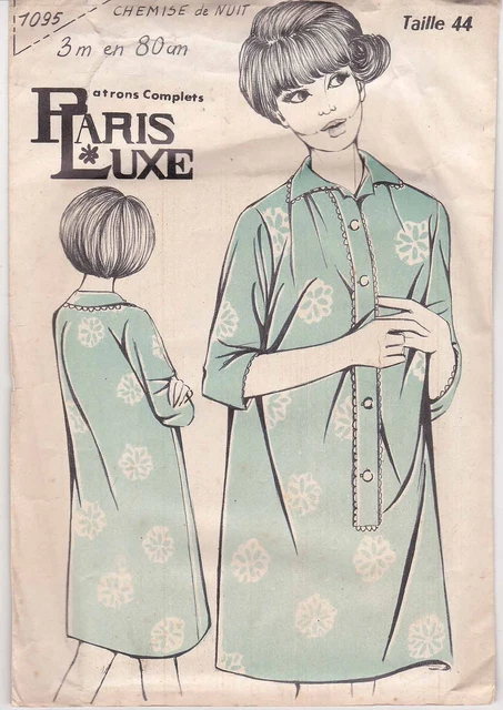 Patron De Couture Vintage PARIS LUXE - Chemise De Nuit Taille 44 Femme - Ancien Et Scellé