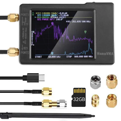 NanoVNA-H Vector Network Analyzer 10KHz-1.5GHz HF VHF UHF Antenna Analyzer 32GB