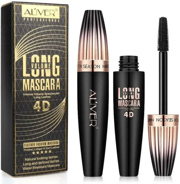 Black 4D Silk Fiber False Lash Mascara Waterproof Eyelash Extension Volume