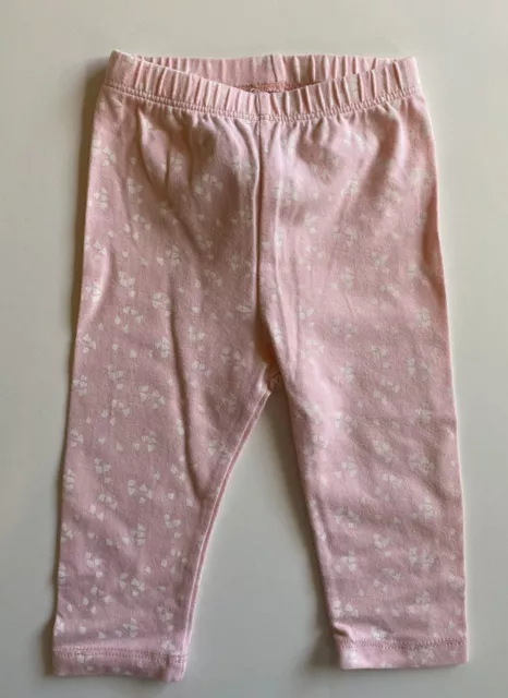 GAP baby girl size 3-6 months pink leggings pants white floral, VGUC