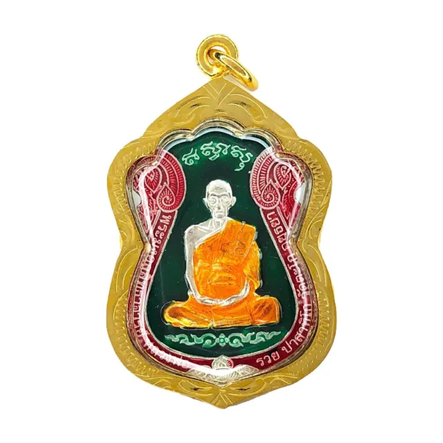Lp Ruay Célèbre Moine Émail Talisman Bouddha Thai Amulette Pendentif...