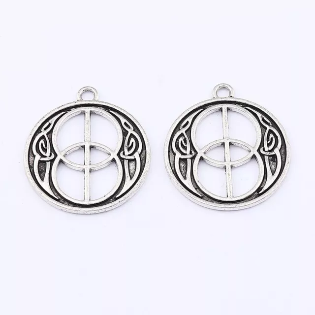 20 Antique Silver Celtic Knot Round Charms Pendants For Jewellery Making 27x27mm