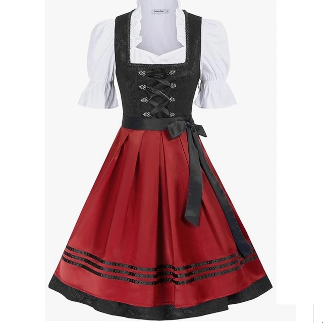 Costume Oktoberfest Jasambac Dirndl 3 pezzi per Carnevale Bavarese Nero S Costume Oktoberfest Jasambac Dirndl 3 pezzi per Carnevale Bavarese Nero S