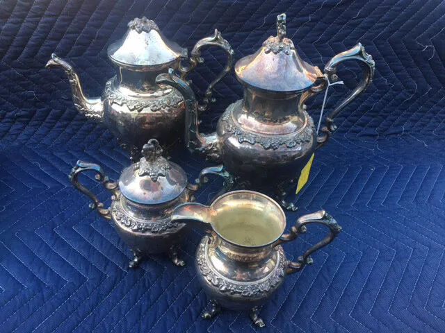 Shabby Chic Silver Plated 4 Piece Tea and Coffee Set 1950's 1960's #2