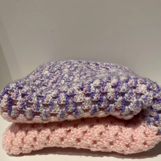 Pink Purple Square 1m x 1m Crochet Granny Patchwork Knit Quilt Blanket