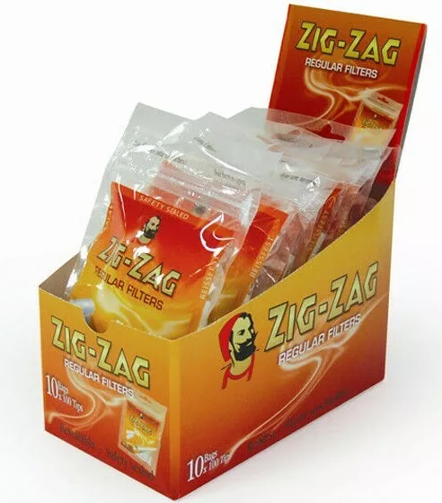 Zig Zag Regular Filter Tips  Resealable Bag Filters - Cigarette Filters 100 X 10