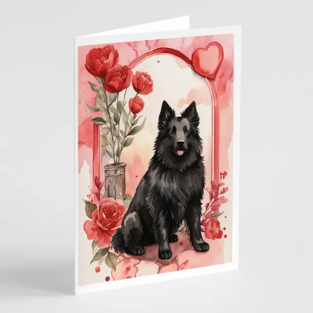 Belgian Sheepdog Valentine Roses Cards Envelopes Pack of 8 DAC4358GCA7P