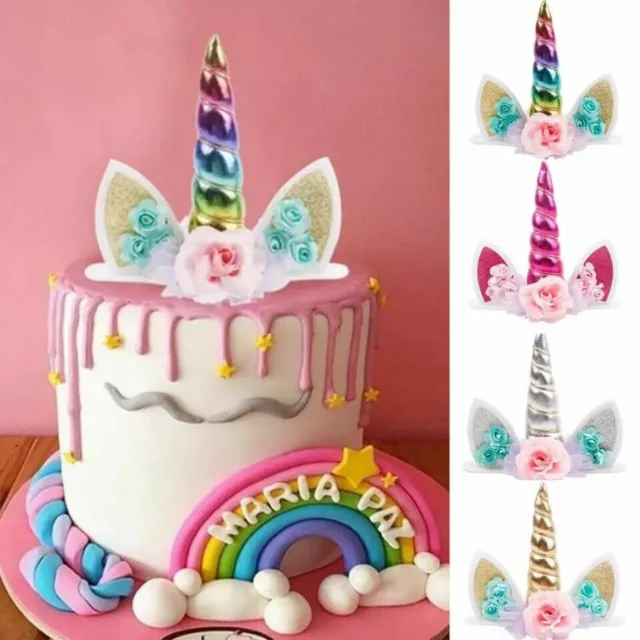 1pc Unicorn Happy Birthday Party Cake Topper Kids Girls Decoration Eye Lashes