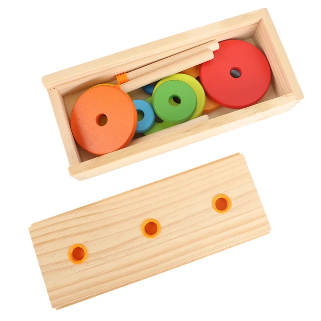 Wooden Stacking Tower Shape Sorting Wood Stacking Rings Blocks Stack