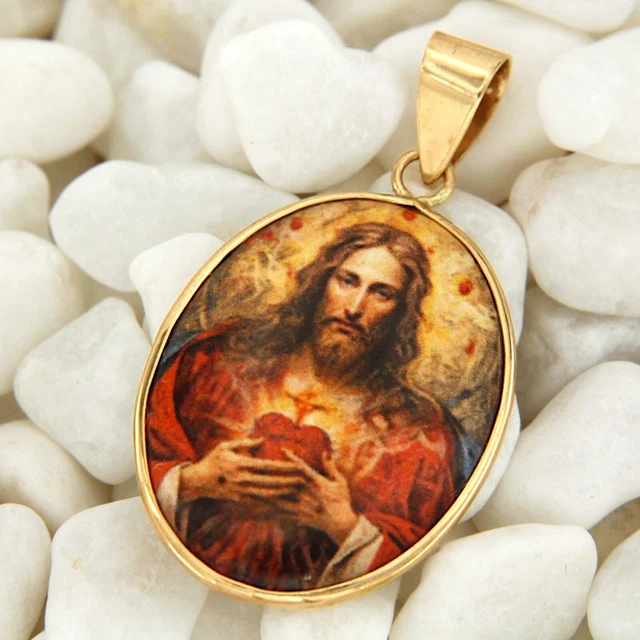 Lucchetta - Petite Croix en Or Jaune 14 carats pour Baptême, Communion, Confirmation - sans Chaîne, Pendentifs d'Or Femme Homme Fille Garcon pour Bracelets et Colliers (jusqu'à 4 mm), Or jaune