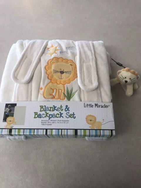 Little Miracles Lion Blanket Backpack & Plush Set