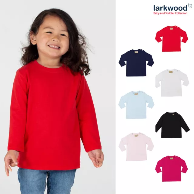 Larkwood Baby langärmeliges T-Shirt LW021 - Kinder Rundhalsausschnitt Baumwolle Top T-Shirt