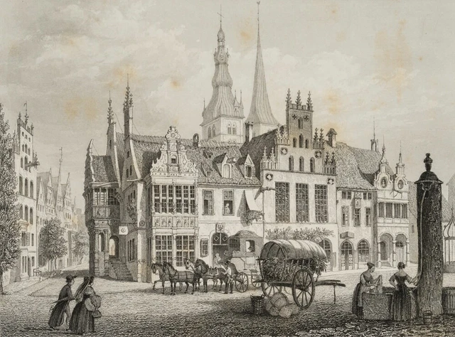 E.WILLMANN (1820-1877), view of the marketplace in Lemgo, circa 1860, Sst.