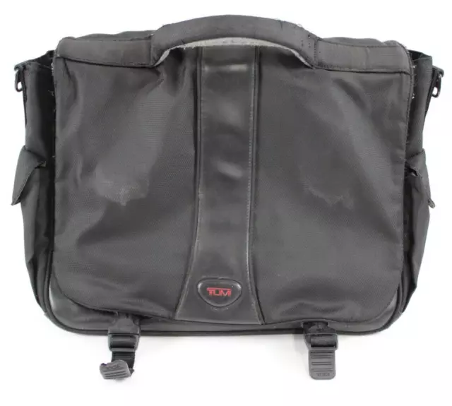 Tumi Tech Ballistic Nylon Briefcase Messenger Laptop Bag Black Crossbody Buckle