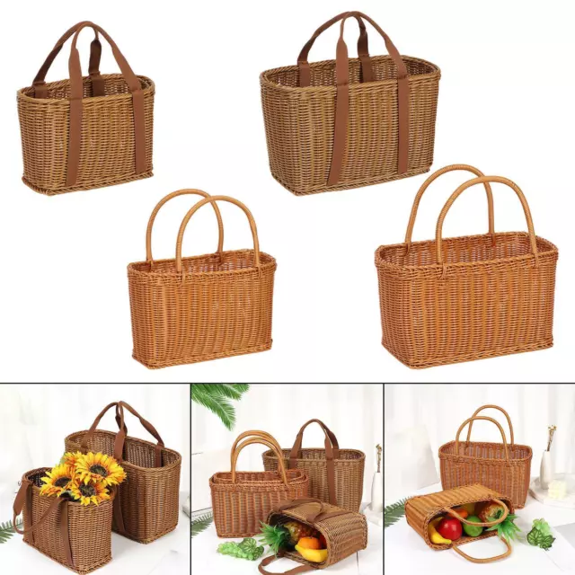 Panier tissé à la main avec poignées Organisateur de panier à provisions