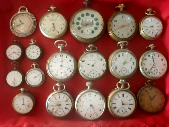 Lot De 10 Mouvements De Montre Gousset Anciens - Pour Pièces Ou Restauration - Occasion En L'état