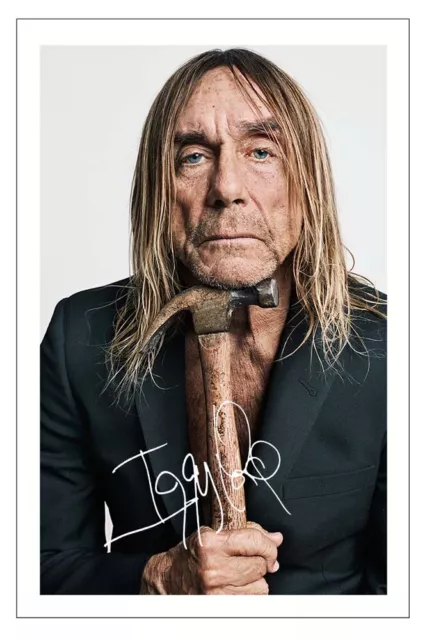 IGGY POP signiertes Autogramm FOTO Geschenk Signatur Druck Musik